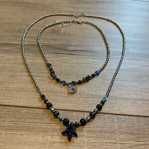 Blue and Silver Necklace Set